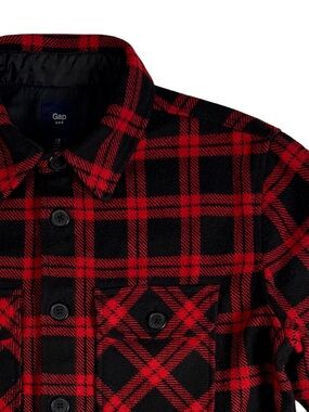 Gap Wool Blend Plaid Shacket Red Black Shirt Jacket Men’s Medium